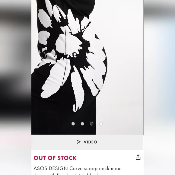 NWOT ASOS Curve Scoop neck Maxi Dress with Floral Print - Picture 3 of 3